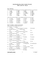 BỘ ĐỀ KIỂM TRA CHẤT LƯỢNG NĂM 2011 MÔN: ANH VĂN – ĐỀ 29 potx