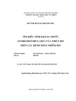 Tìm hiểu tính kháng thuốc antiretrovirus (ARV) của virút HIV trên các bệnh nhân nhiễm HIV