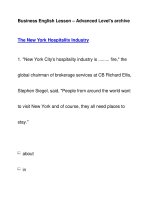 Business English Lesson – Advanced Level''''s archiveThe New York Hospitality Industry pdf