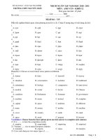 NỘI DUNG ÔN TẬP NĂM HỌC 2010 - 2011 MÔN : ANH VĂN - KHỐI 12 - Mã đề thi : 315 docx