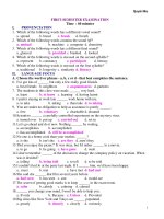 FIRST-SEMESTER EXAMINATION pot