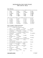 BỘ ĐỀ KIỂM TRA CHẤT LƯỢNG NĂM 2011 MÔN: ANH VĂN – ĐỀ 26 ppt