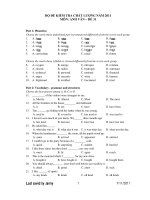 BỘ ĐỀ KIỂM TRA CHẤT LƯỢNG NĂM 2011 MÔN: ANH VĂN – ĐỀ 31 pot