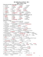 ĐỀ KIỂM TRA CUỐI KỲ - ĐỀ 6 MÔN: TIẾNG ANH potx