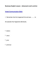 Business English Lesson – Advanced Level''''s archiveVerbal Communication Skills pdf
