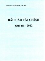 BÁO cáo tài chính quý 3 năm 2012 CÔNG TY cổ PHẦN cấp nước THỦ đức