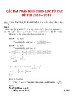 CÁC BÀI TOÁN KHÓ CHỌN LỌC TỪ CÁC ĐỀ THI 2010– 2011_1 docx