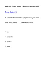 Business English Lesson – Advanced Level''''s archiveMoney Matters (1) pptx