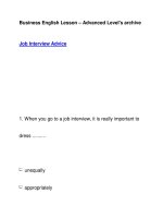 Business English Lesson – Advanced Level''''s archiveJob Interview Advice ppsx