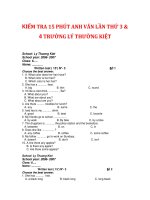 KIỂM TRA 15 PHÚT ANH VĂN LẦN THỨ 3 & 4 TRƯỜNG LÝ THƯỜNG KIỆT pptx