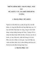 NHỮNG HÌNH THỨC TRANG PHỤC, MÀU SẮC MŨ, KHĂN, VÁY, ÁO, KHỐ THỜI HÙNG VƯƠNG - TRANG PHỤC MŨ, KHĂN doc
