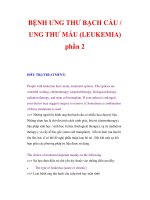 BỆNH ƯNG THƯ BẠCH CẦU / UNG THƯ MÁU phần 2 ppsx