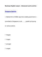 Business English Lesson – Advanced Level''''s archiveSingapore Banking pptx
