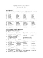 KIỂM TRA HỌC KÌ I KHỐI 12 NĂM 2011 MÔN: ANH VĂN – ĐỀ 14 docx