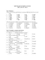 KIỂM TRA HỌC KÌ I KHỐI 12 NĂM 2011 MÔN: ANH VĂN – ĐỀ 21 pptx