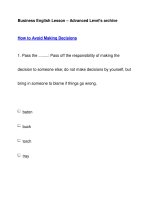 Business English Lesson – Advanced Level''''s archiveHow to Avoid Making Decisions potx