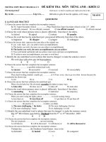 ĐỀ KIỂM TRA MÔN TIẾNG ANH – KHỐI 12 pps