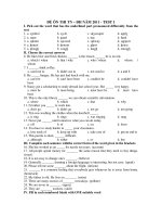 ĐỀ ÔN THI TN – ĐH NĂM 2011 - TEST 1 pptx