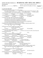 ĐỀ KIỂM TRA MÔN TIẾNG ANH KHỐI 12 - TRƯỜNG THPT PHAN THANH GIẢN doc