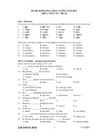 BỘ ĐỀ KIỂM TRA CHẤT LƯỢNG NĂM 2011 MÔN: ANH VĂN – ĐỀ 28 docx