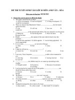 ĐỀ THI TUYỂN SINH VÀO LỚP 10 MÔN ANH VĂN – SỐ 6 doc