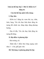 Giáo án thể dục lớp 2 - Bài 12: Kiểm tra 5 động tác Của bài thể dục phát triển chung pot