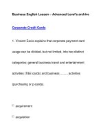 Business English Lesson – Advanced Level''''s archiveCorporate Credit Cards pps