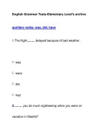 English Grammar Tests-Elementary Level''''s archiveauxiliary verbs: was, did, have pps