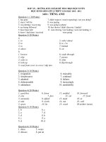 ĐÁP ÁN - HƯỚNG DẪN CHẤM ĐỀ THI CHỌN ĐỘI TUYỂN HỌC SINH GIỎI LỚP 12-THPT NĂM HỌC 2010 - 2011 MÔN : TIẾNG ANH pot