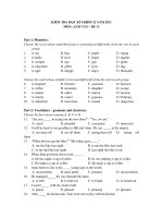 KIỂM TRA HỌC KÌ I KHỐI 12 NĂM 2011 MÔN: ANH VĂN – ĐỀ 11 doc