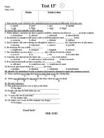 ĐỀ KIỂM TRA 15 PHÚT MÔN ANH VĂN - ĐỀ B pdf