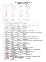 ĐỀ KIỂM TRA CUỐI KỲ - ĐỀ 12 MÔN: TIẾNG ANH ppt