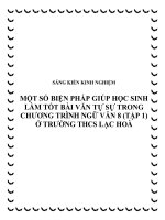 skkn một số biện pháp giúp học sinh làm tốt bài văn tự sự trong chương trình ngữ văn 8 (tập 1) ở trường thcs lạc hoà