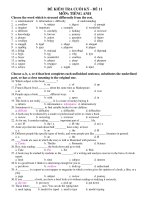 ĐỀ KIỂM TRA CUỐI KỲ - ĐỀ 11 MÔN: TIẾNG ANH ppt