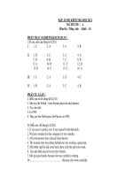 ĐÁP ÁN ĐỀ KIỂM TRA HỌC KÌ I MÃ ĐỀ THI : A Môn thi : Tiếng Anh pptx