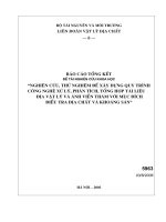 Nghiên cứu thử nghiệm để xây dựng quy trình công nghệ xử lý, phân tích, tổng hợp tài liệu đại vật lý và ảnh viễm thám với mục đích điều tra địa chất và khoáng sản