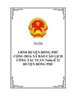 UBND HUYỆN ĐỒNG PHÚ CỘNG HOÀ XÃ BÁO CÁO LỊCH CÔNG TÁC TUẦN Tuần lễ 32 HUYỆN ĐỒNG PHÚ doc
