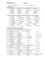 ÔN THI THỬ ĐẠI HỌC TEST 2 - TRƯỜNG THPT LẠC THUỶ A ppt