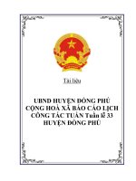 UBND HUYỆN ĐỒNG PHÚ CỘNG HOÀ XÃ BÁO CÁO LỊCH CÔNG TÁC TUẦN Tuần lễ 33 HUYỆN ĐỒNG PHÚ pptx