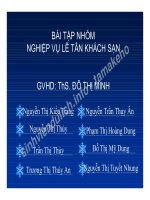 BÀI TẬP NHÓM NGHIỆP VỤ LỄ TÂN KHÁCH SẠN ppsx