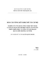 Nghiên cứu ứng dụng công nghệ viễn thám và GIS xây dựng bản đồ hiện trạng tài nguyên thiên nhiên phục vụ công tác quy hoạch bảo vệ môi trường cấp tỉnh