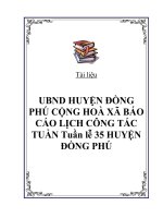 UBND HUYỆN ĐỒNG PHÚ CỘNG HOÀ XÃ BÁO CÁO LỊCH CÔNG TÁC TUẦN Tuần lễ 35 HUYỆN ĐỒNG PHÚ pot