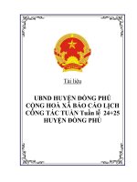 UBND HUYỆN ĐỒNG PHÚ CỘNG HOÀ XÃ BÁO CÁO LỊCH CÔNG TÁC TUẦN Tuần lễ 24+25 HUYỆN ĐỒNG PHÚ pdf