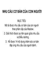 Giáo án khoa điều dưỡng - NHU CẦU CƠ BẢN CỦA CON NGƯỜI ppsx