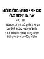 Giáo án khoa điều dưỡng - NUÔI DƯỠNG NGƯỜI BỆNH QUA ỐNG THÔNG DẠ DÀY potx