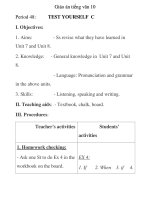 Giáo án tiếng anh lớp 10: Period 48: I. Objectives pot