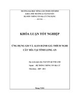 ỨNG DỤNG GIS và ALES ĐÁNH GIÁ THÍCH NGHI cây mía tại TỈNH LONG AN