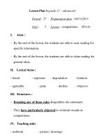 Lesson Plan 1(grade 11 – advanced) Period : 37 pptx