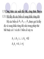 Giáo án xác xuất thống kê - Chương 1. Xác suất của biến cố ngẫu nhiên ( phần 2) potx