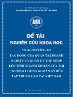 Tác động của quản trị doanh nghiệp và quản lý thu nhập lên tính thanh khoản của thị trường chứng khoán sở hữu tập trung cao tại việt nam
